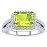 1 1/2 Carat Antique Peridot and Halo Diamond Ring In 14 Karat White Gold Image-1