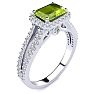 1 1/2 Carat Antique Peridot and Halo Diamond Ring In 14 Karat White Gold Image-2