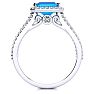 1 1/2 Carat Antique Blue Topaz and Halo Diamond Ring In 14 Karat White Gold Image-3