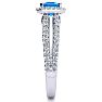 1 1/2 Carat Antique Blue Topaz and Halo Diamond Ring In 14 Karat White Gold Image-4