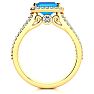 1 1/2 Carat Antique Blue Topaz and Halo Diamond Ring In 14 Karat Yellow Gold Image-3