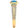 1 1/2 Carat Antique Blue Topaz and Halo Diamond Ring In 14 Karat Yellow Gold Image-4