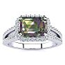 1-1/3 Carat Octagon Shape Mystic Topaz Ring With Diamond Halo In 14 Karat White Gold Image-1