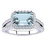Aquamarine Ring: Aquamarine Jewelry: 1 1/3 Carat Antique Aquamarine and Halo Diamond Ring In 14 Karat White Gold Image-1