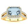 Aquamarine Ring: Aquamarine Jewelry: 1 1/3 Carat Antique Aquamarine and Halo Diamond Ring In 14 Karat Yellow Gold Image-1