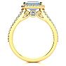 Aquamarine Ring: Aquamarine Jewelry: 1 1/3 Carat Antique Aquamarine and Halo Diamond Ring In 14 Karat Yellow Gold Image-3