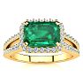 1 1/3 Carat Antique Emerald and Halo Diamond Ring In 14 Karat Yellow Gold Image-1