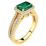 1 1/3 Carat Antique Emerald and Halo Diamond Ring In 14 Karat Yellow Gold Image-2
