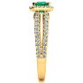 1 1/3 Carat Antique Emerald and Halo Diamond Ring In 14 Karat Yellow Gold Image-4