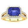 1 1/2 Carat Antique Tanzanite and Halo Diamond Ring In 14 Karat Yellow Gold Image-1