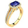 1 1/2 Carat Antique Tanzanite and Halo Diamond Ring In 14 Karat Yellow Gold Image-2