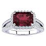 Garnet Ring: Garnet Jewelry: 1 3/4 Carat Antique Garnet and Halo Diamond Ring In 14 Karat White Gold Image-1