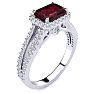 Garnet Ring: Garnet Jewelry: 1 3/4 Carat Antique Garnet and Halo Diamond Ring In 14 Karat White Gold Image-2