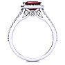 Garnet Ring: Garnet Jewelry: 1 3/4 Carat Antique Garnet and Halo Diamond Ring In 14 Karat White Gold Image-3