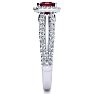 Garnet Ring: Garnet Jewelry: 1 3/4 Carat Antique Garnet and Halo Diamond Ring In 14 Karat White Gold Image-4