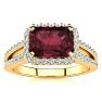Garnet Ring: Garnet Jewelry: 1 3/4 Carat Antique Garnet and Halo Diamond Ring In 14 Karat Yellow Gold Image-1
