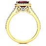 Garnet Ring: Garnet Jewelry: 1 3/4 Carat Antique Garnet and Halo Diamond Ring In 14 Karat Yellow Gold Image-3
