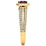 Garnet Ring: Garnet Jewelry: 1 3/4 Carat Antique Garnet and Halo Diamond Ring In 14 Karat Yellow Gold Image-4