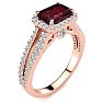 Garnet Ring: Garnet Jewelry: 1 3/4 Carat Antique Garnet and Halo Diamond Ring In 14 Karat Rose Gold Image-2