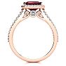 Garnet Ring: Garnet Jewelry: 1 3/4 Carat Antique Garnet and Halo Diamond Ring In 14 Karat Rose Gold Image-3