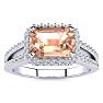 1-1/3 Carat Antique Morganite and Halo Diamond Ring In 14 Karat White Gold Image-1