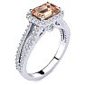 1-1/3 Carat Antique Morganite and Halo Diamond Ring In 14 Karat White Gold Image-2