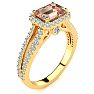 1-1/3 Carat Antique Morganite and Halo Diamond Ring In 14 Karat Yellow Gold Image-2