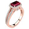 1 1/2 Carat Antique Ruby and Halo Diamond Ring In 14 Karat Rose Gold Image-2