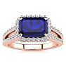 1 1/2 Carat Antique Sapphire and Halo Diamond Ring In 14 Karat Rose Gold Image-1