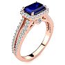 1 1/2 Carat Antique Sapphire and Halo Diamond Ring In 14 Karat Rose Gold Image-2