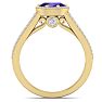 1 Carat Oval Shape Antique Amethyst and Halo Diamond Ring In 14 Karat Yellow Gold Image-3