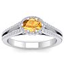 1 1/4 Carat Oval Shape Antique Citrine and Halo Diamond Ring In 14 Karat White Gold Image-1