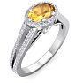 1 1/4 Carat Oval Shape Antique Citrine and Halo Diamond Ring In 14 Karat White Gold Image-2