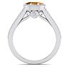 1 1/4 Carat Oval Shape Antique Citrine and Halo Diamond Ring In 14 Karat White Gold Image-3