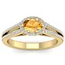1 1/4 Carat Oval Shape Antique Citrine and Halo Diamond Ring In 14 Karat Yellow Gold Image-1