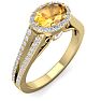 1 1/4 Carat Oval Shape Antique Citrine and Halo Diamond Ring In 14 Karat Yellow Gold Image-2