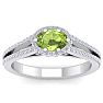 1 1/3 Carat Oval Shape Antique Peridot and Halo Diamond Ring In 14 Karat White Gold Image-1