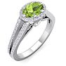 1 1/3 Carat Oval Shape Antique Peridot and Halo Diamond Ring In 14 Karat White Gold Image-2