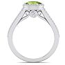1 1/3 Carat Oval Shape Antique Peridot and Halo Diamond Ring In 14 Karat White Gold Image-3