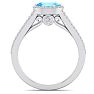 1 1/2 Carat Oval Shape Antique Blue Topaz and Halo Diamond Ring In 14 Karat White Gold Image-3