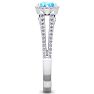 1 1/2 Carat Oval Shape Antique Blue Topaz and Halo Diamond Ring In 14 Karat White Gold Image-4