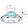 1 1/2 Carat Oval Shape Antique Blue Topaz and Halo Diamond Ring In 14 Karat White Gold Image-5