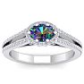 1 Carat Oval Shape Mystic Topaz Ring With Diamond Halo In 14 Karat White Gold Image-1