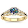 1 Carat Oval Shape Mystic Topaz Ring With Diamond Halo In 14 Karat Yellow Gold Image-1