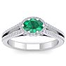 1 1/4 Carat Oval Shape Antique Emerald and Halo Diamond Ring In 14 Karat White Gold Image-1