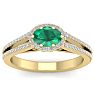 1 1/4 Carat Oval Shape Antique Emerald and Halo Diamond Ring In 14 Karat Yellow Gold Image-1