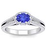 1 1/3 Carat Oval Shape Antique Tanzanite and Halo Diamond Ring In 14 Karat White Gold Image-1