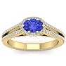 1 1/3 Carat Oval Shape Antique Tanzanite and Halo Diamond Ring In 14 Karat Yellow Gold Image-1