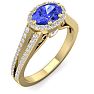 1 1/3 Carat Oval Shape Antique Tanzanite and Halo Diamond Ring In 14 Karat Yellow Gold Image-2