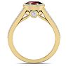 Garnet Ring: Garnet Jewelry: 1 1/2 Carat Oval Shape Antique Garnet and Halo Diamond Ring In 14 Karat Yellow Gold Image-3